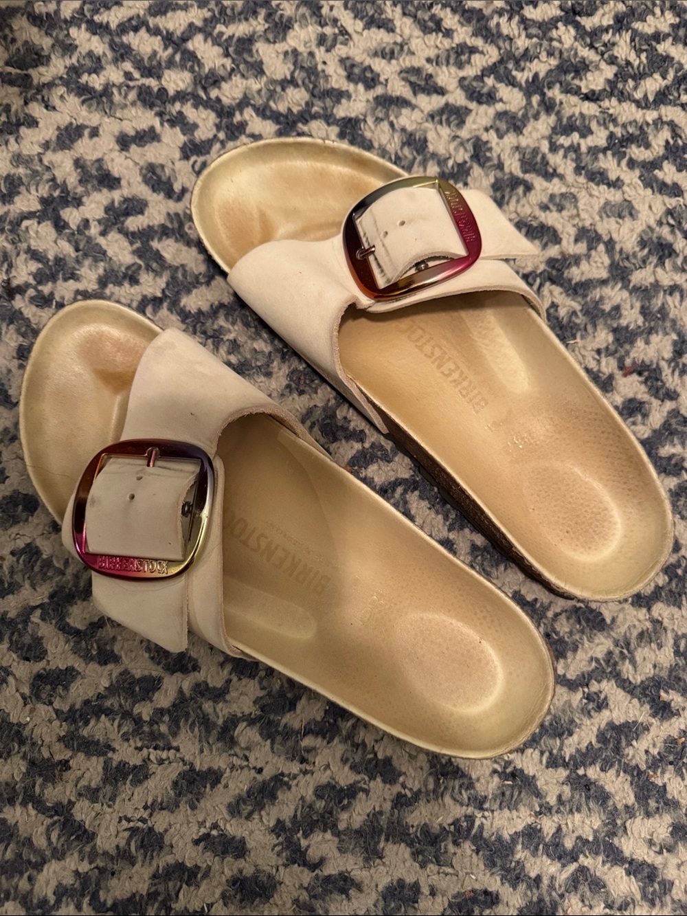 Birkenstock Cream Single Buckle Slide Sandals